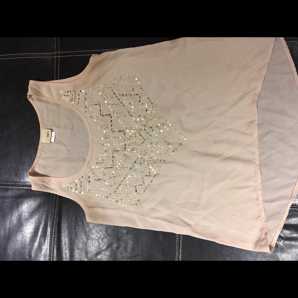 Chiffon tank with bead detail